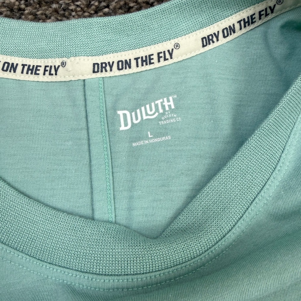 Duluth Trading Co Light Aqua Crewneck Short Sleeve Tee - Picture 2 of 3